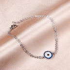 Mixed-color diamond-encrusted evil eye bracelet, stainless steel jewelry