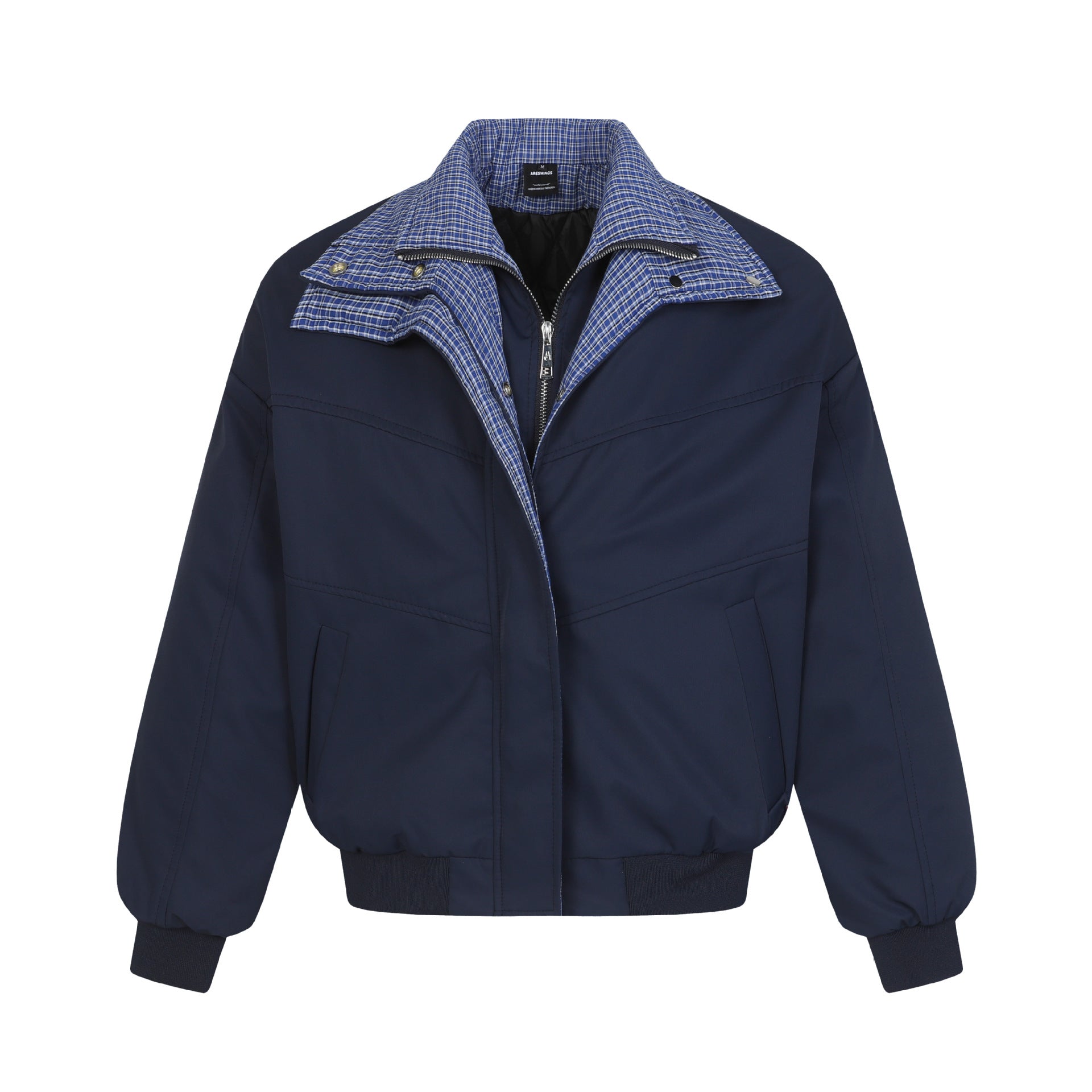 American retro men's short cotton clothes, spliced fake two-piece double-layer lapel loose coat