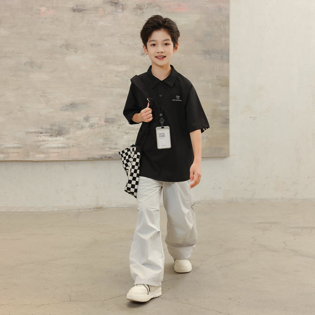 Summer Kids Striped Trim Polo Tee