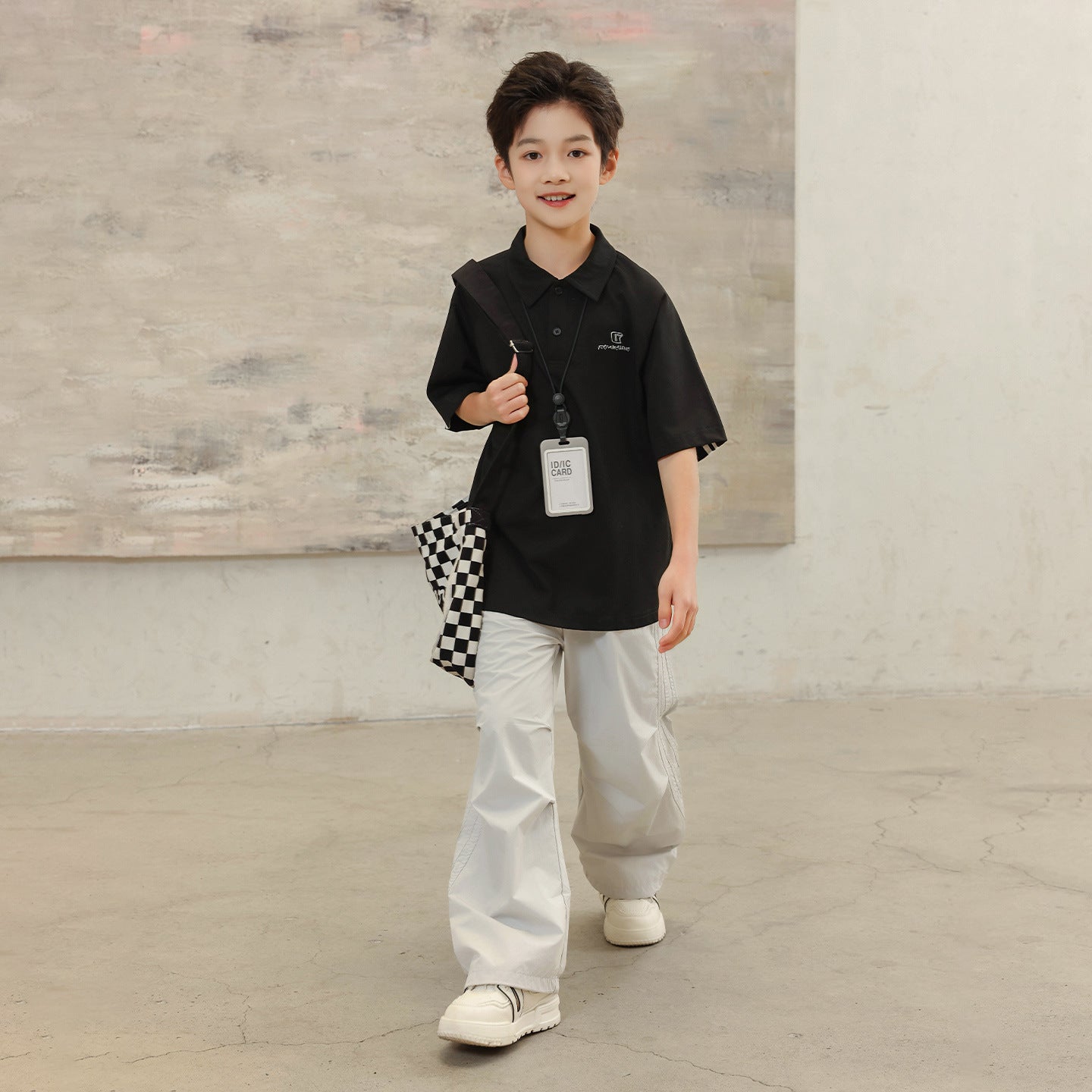 Summer Kids Striped Trim Polo Tee