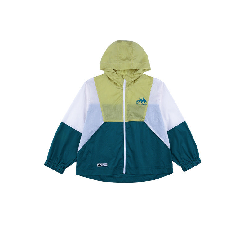 Mountain Style Color Block Hooded Casual Jacket for Middle and Large Children