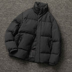 Men's Winter New Down Jacket - High-End Stand Collar Leather-Trim Pockets