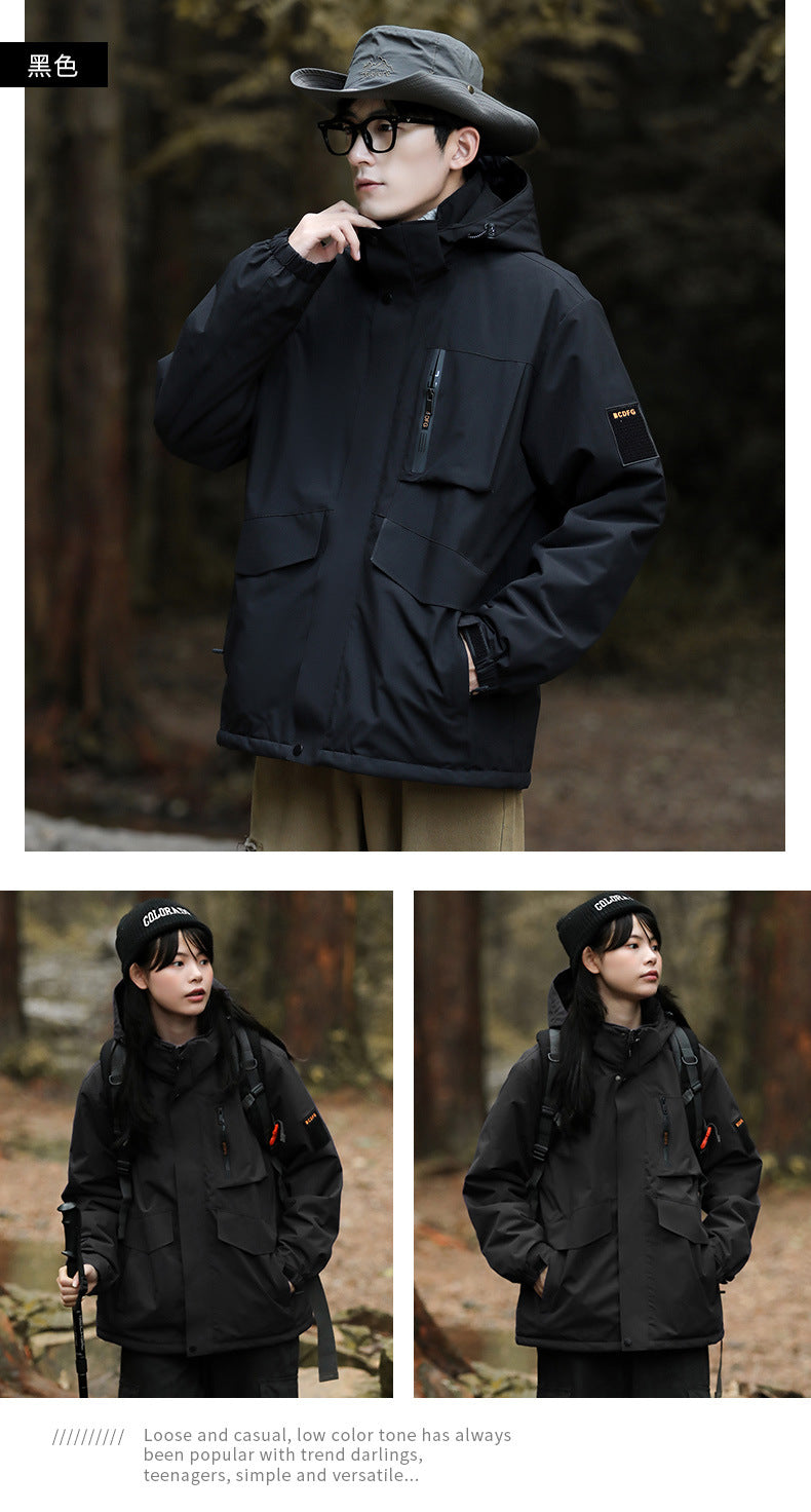 Mountain windproof and waterproof jacket men's and women's large size jacket new outdoor couple mountaineering suit men's single punch jacket