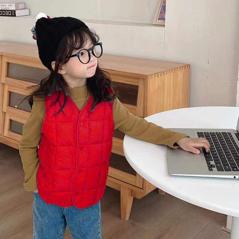 Children wear down cotton vests on both sides, autumn and winter babies wear vests inside and outside, Korean version of men's and women's children's thermal vest