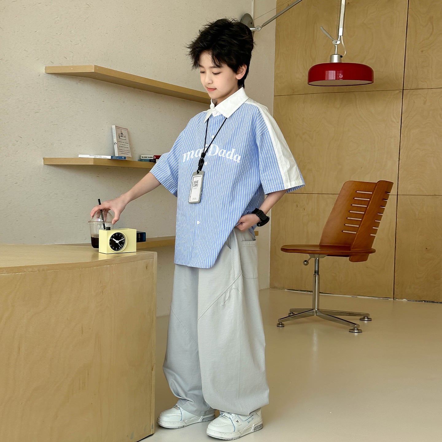 Boys' Lightweight Fine-Striped Shirt