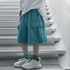 Campus-Style Cargo Shorts Mid-to-Older Kids' Knee-Length Shorts