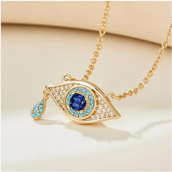 Fully Diamond Evil Eye Necklace