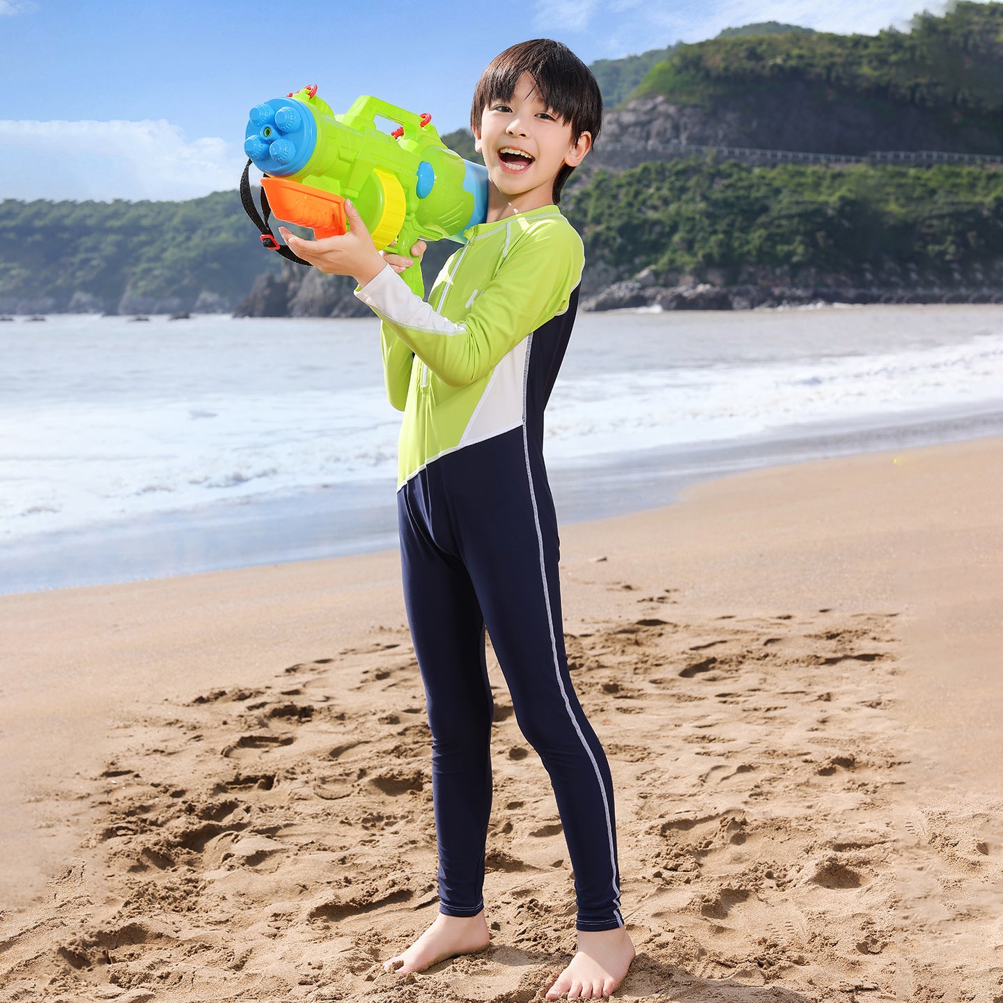 UPF50+ UV Protection Boys Antibacterial One-Piece Rash Guard