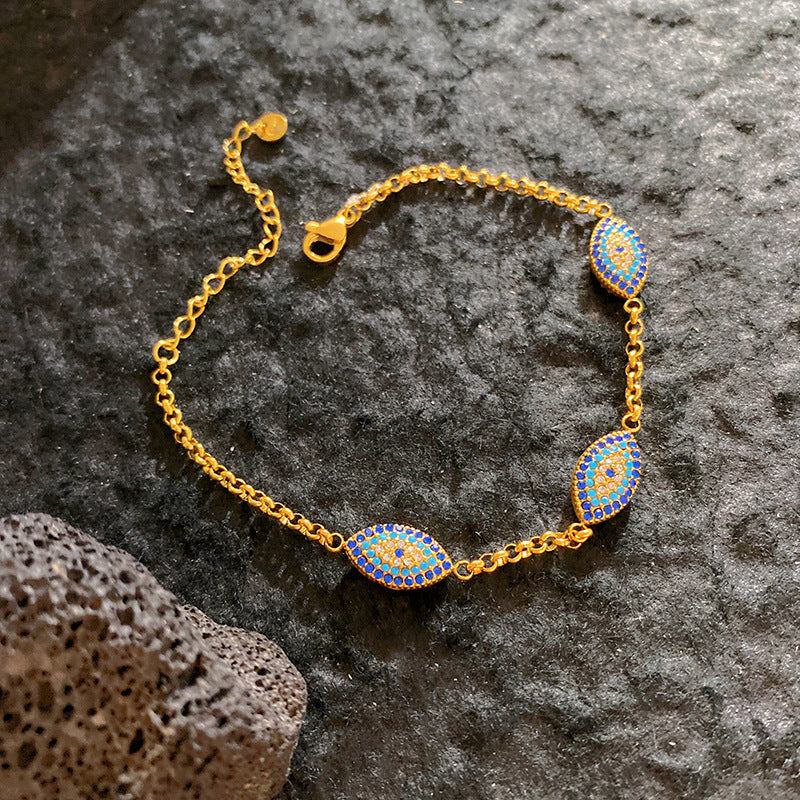 Full Zirconium Evil Eye Bracelet Stainless Steel Bracelet