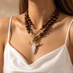 Bohemian Alloy Resin Bullhead Beaded Necklace