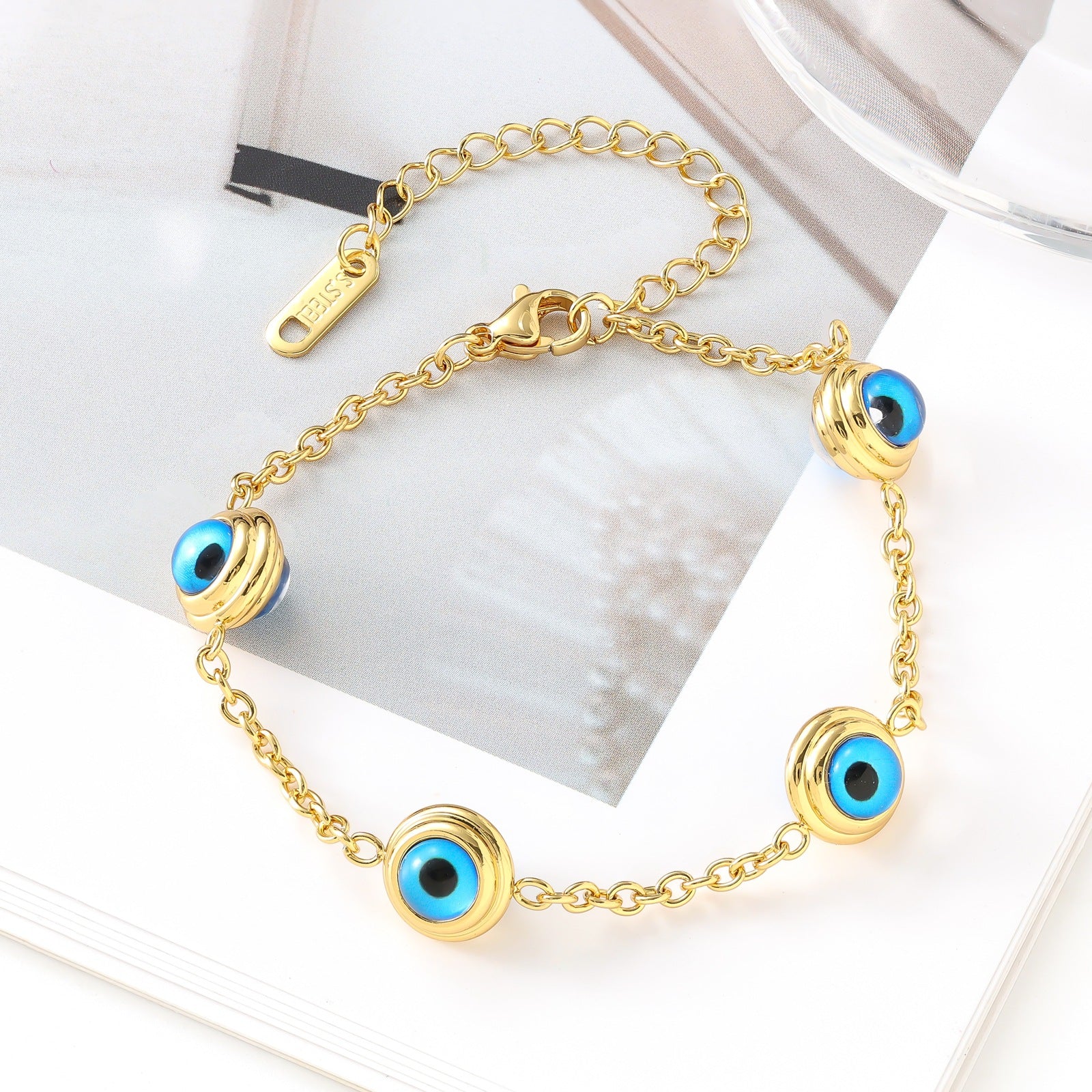 Evil Eye Blue Titanium Steel Bracelet Stainless Steel Jewelry