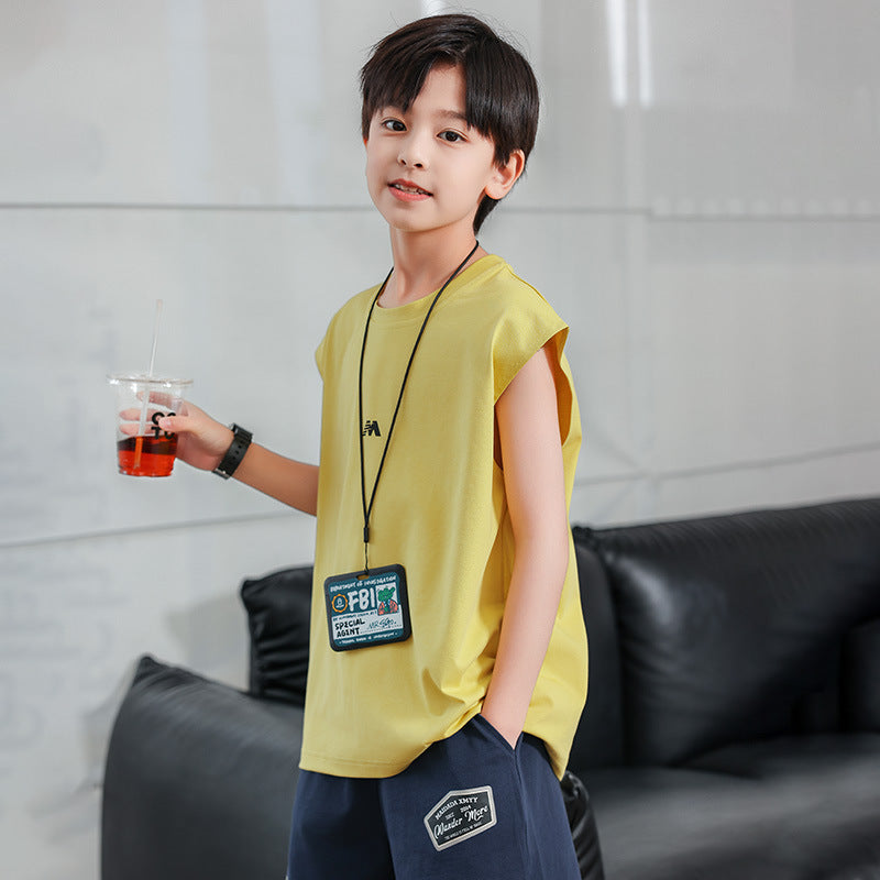 Boys Solid Cotton Sleeveless Vest
