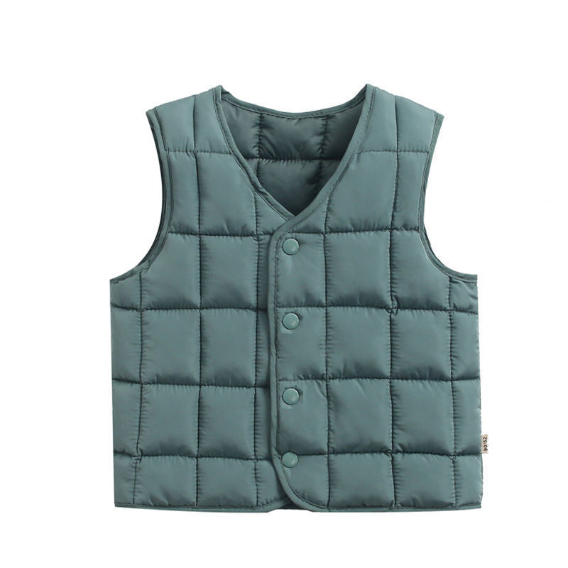 Children wear down cotton vests on both sides, autumn and winter babies wear vests inside and outside, Korean version of men's and women's children's thermal vest