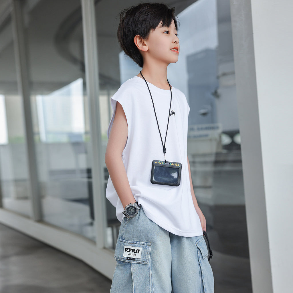 Boys Solid Cotton Sleeveless Vest