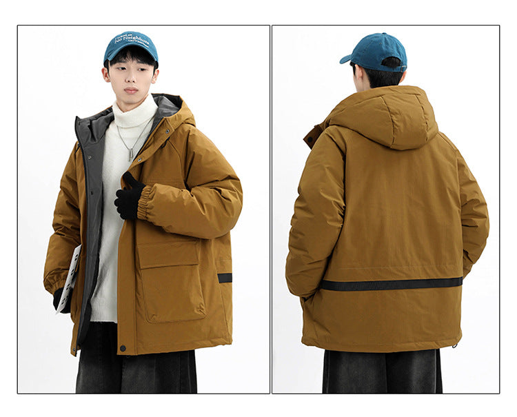 Daunenjacke für Paare mit 90 % weißen Entendaunen – Herren-Winterjacke im koreanischen Stil, mit Kapuze, dick gefüttert und warm