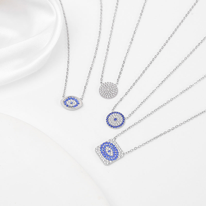 Titanium Steel Diamond-Studded Evil Eye Necklace