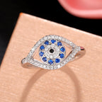 Copper Ring with Full Pavé Zircon and Evil Eye Design