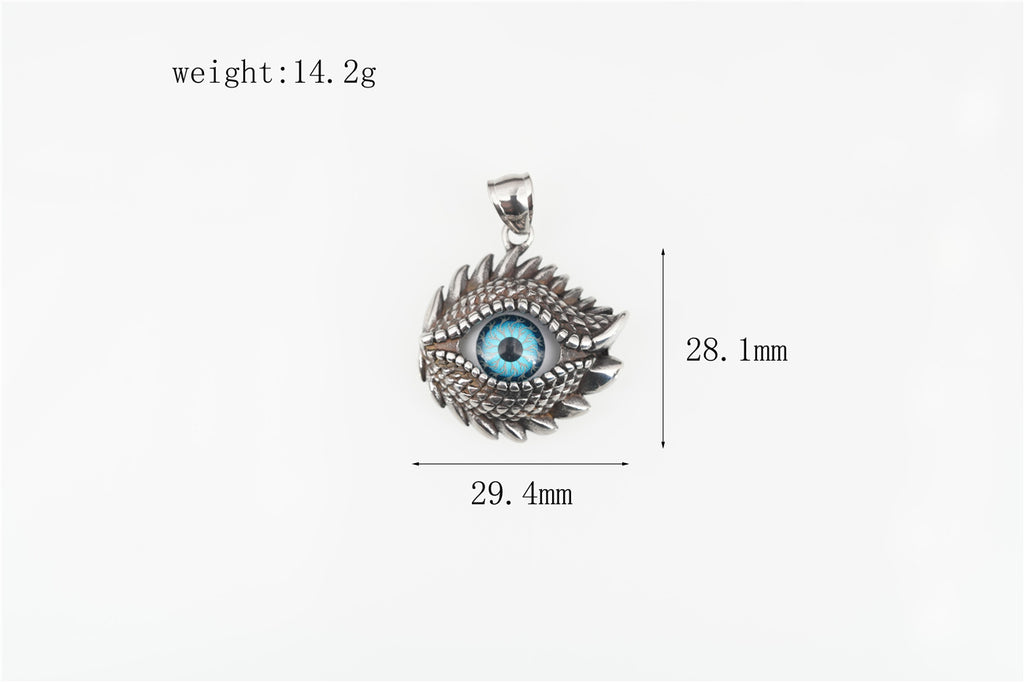 Titanium Steel & Diamond-Inlaid Evil Eye Pendant Hip-Hop Necklace