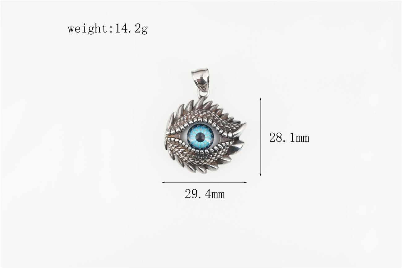 Titanium Steel & Diamond-Inlaid Evil Eye Pendant Hip-Hop Necklace