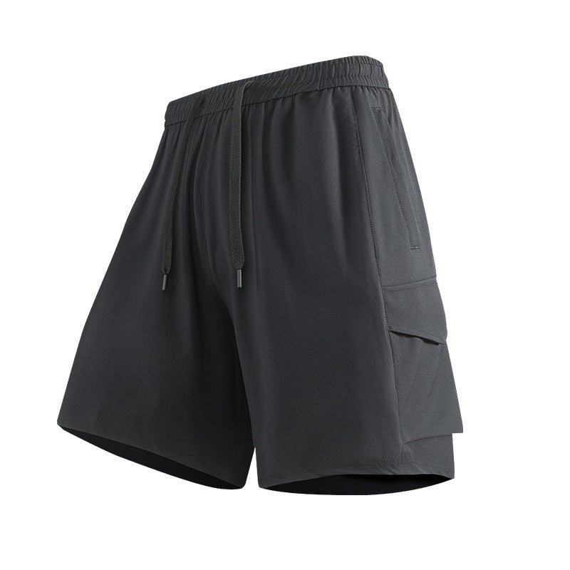 Men Women Summer Ice Silk Cargo Shorts Quick Dry Breathable 5‑Inch Casual Shorts