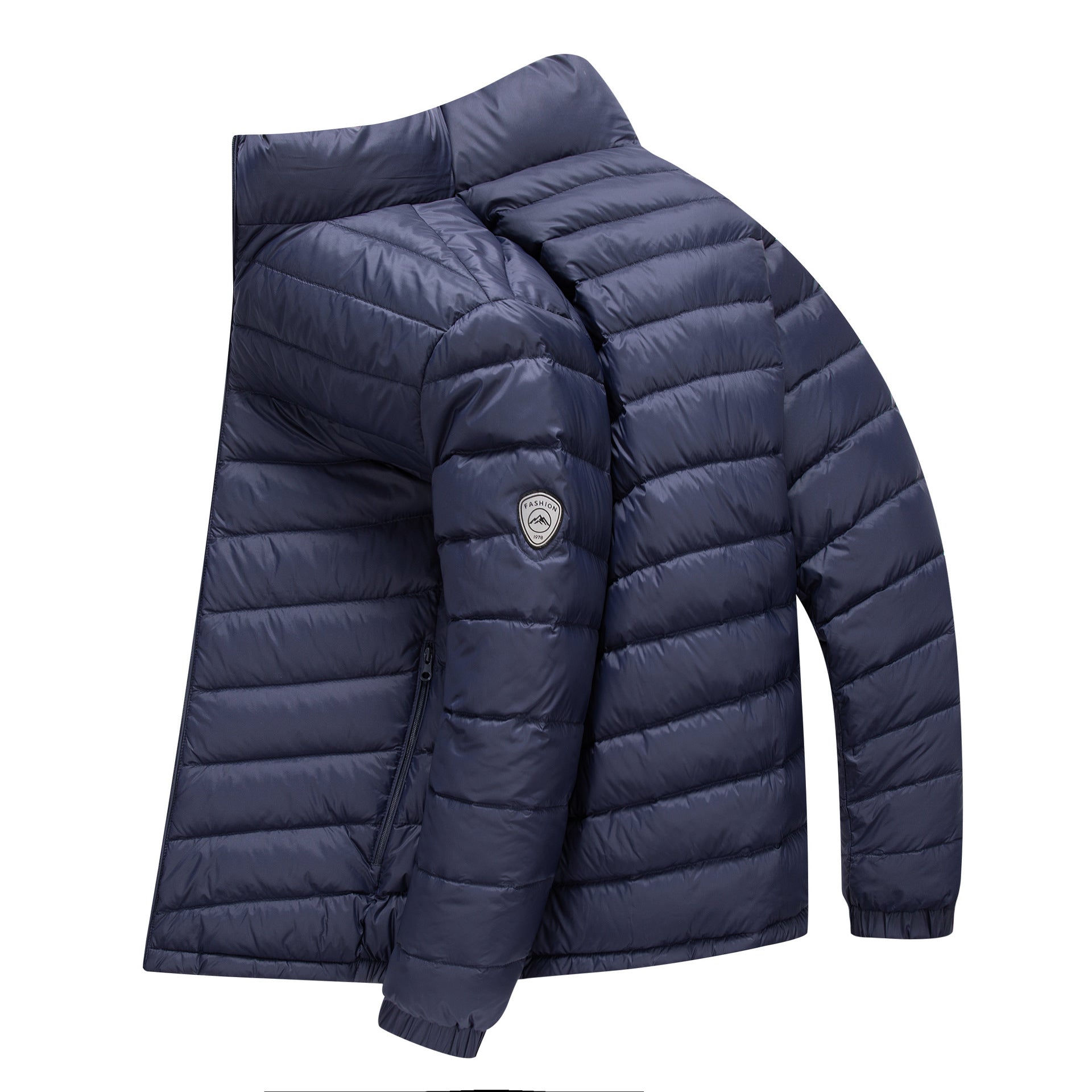Trendy Lightweight Men's Down Jacket - Winter Stand Collar Solid Color Versatile Warm