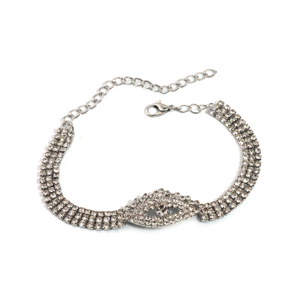 Sexy anklet with evil eye design and rhinestone inlay