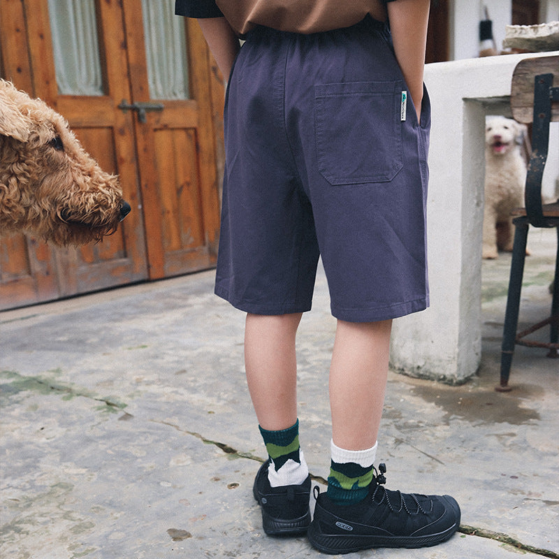 Mountain-Style Solid Color Cargo Shorts with Belt