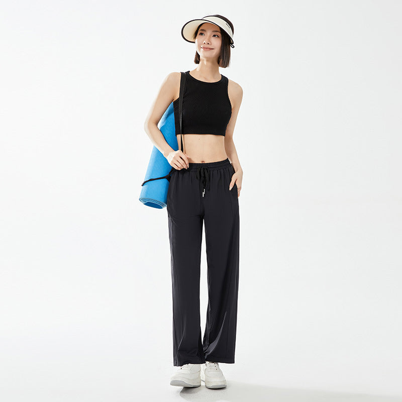 Women UPF50+ Cool‑Touch Wide Leg Sun Protection Pants, Quick‑Dry Drapy Summer Outdoor Trousers