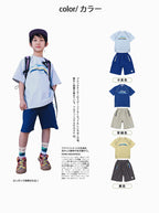 Outdoor-style short-sleeve set for kids with mountain print
