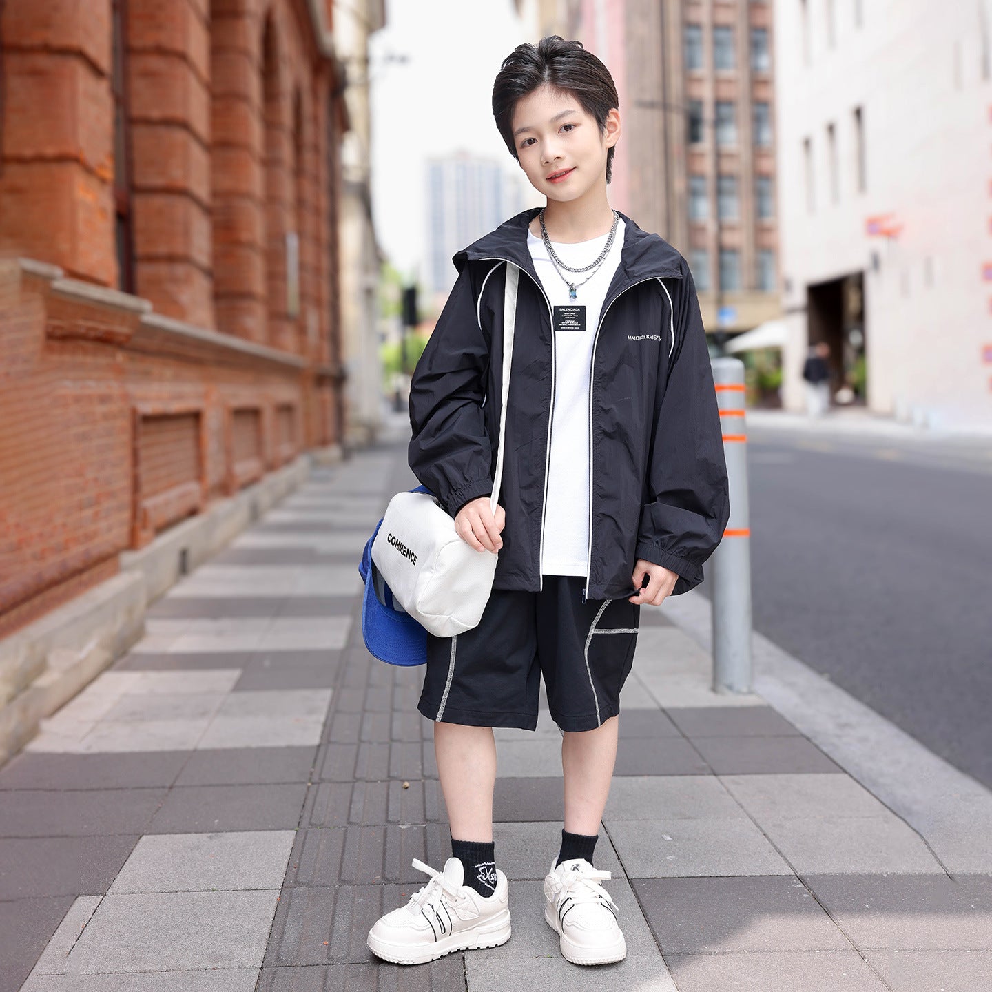 Boys' Lightweight Color-Block Hooded Sun-Protection Jacket