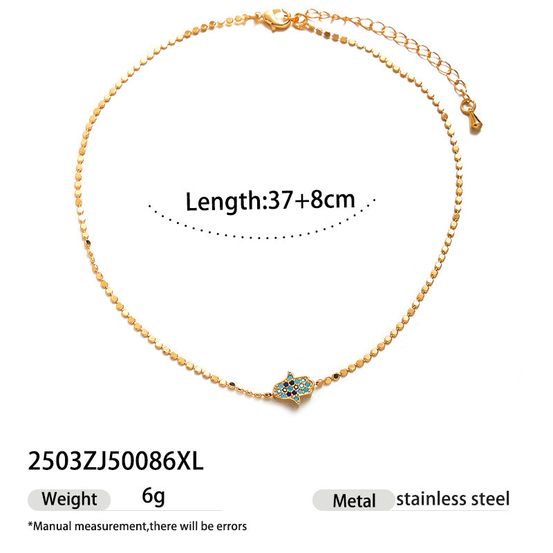 Evil Eye Titanium Steel Pendant Necklace