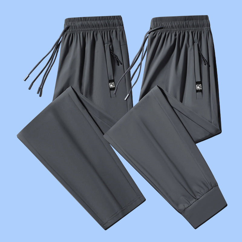 Unisex Ice Silk Quick Dry Sweatpants, Summer Thin Breathable Outdoor Running Pants