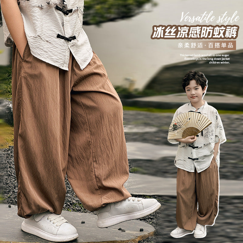 Boys Cooling Casual Trousers, Summer Anti-Mosquito Daily Pants