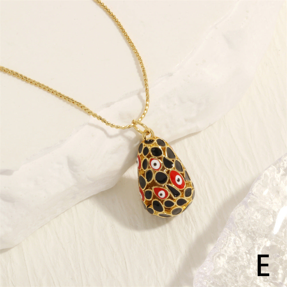 Evil Eye Necklace Copper Drip Dinosaur Egg