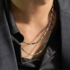 Rhombus-shaped titanium steel necklace, snake chain