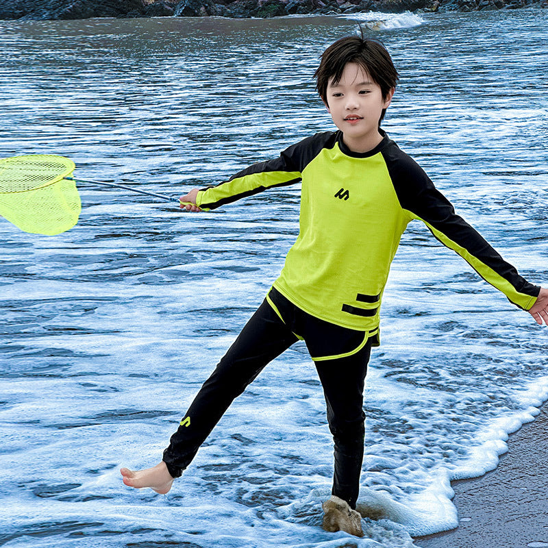 Kids Boys UPF50+ 2-Piece Rash Guard, 7A Antibacterial Quick Dry Swimsuit