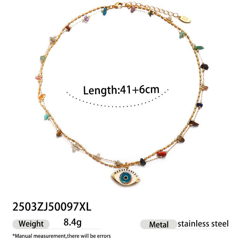 Evil Eye Titanium Steel Pendant Necklace