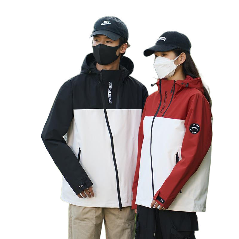 Autumn and winter three-proof jacket for men and women outdoor sports waterproof mountaineering hooded jacket