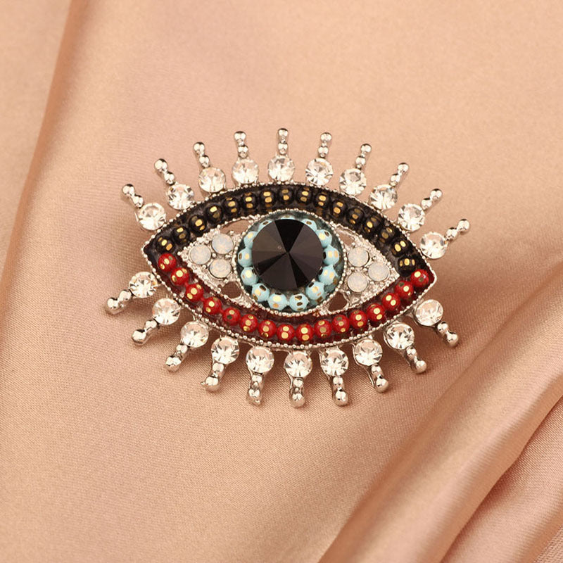 Diamond-encrusted Evil Eye Brooch