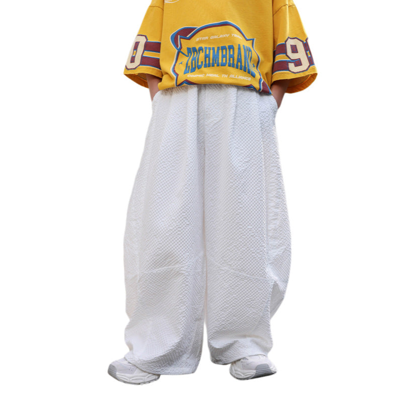 Boys Bubble Textured Wide-Leg Pants, Casual & Versatile