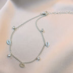 Evil Eye Diamond-Studded Titanium Steel Minimalist Anklet