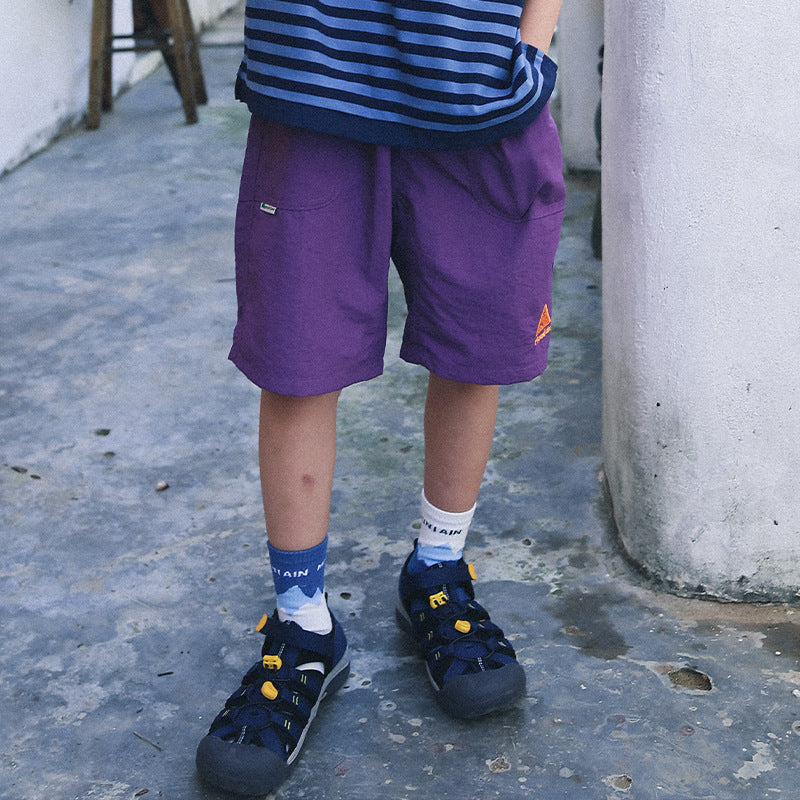 Boys Mountain Style Embroidered Small Logo Versatile Shorts