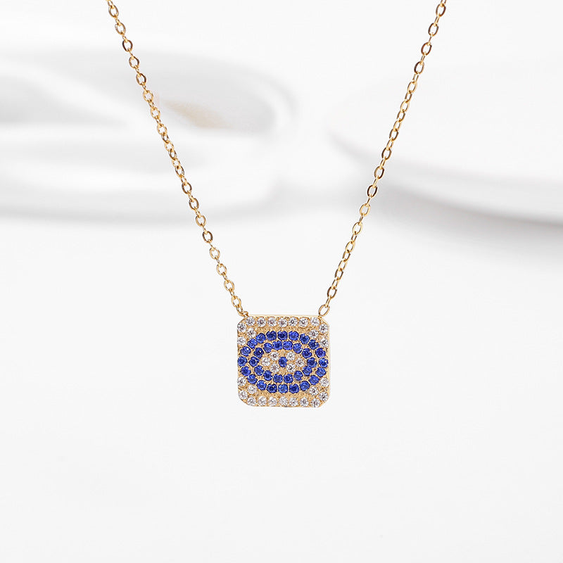Titanium Steel Diamond-Studded Evil Eye Necklace