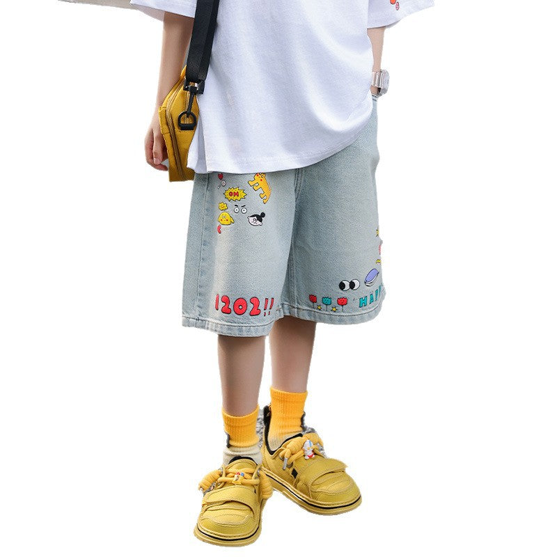 Boys'  Summer Soft Denim Shorts, Kids' 5-Pocket Shorts