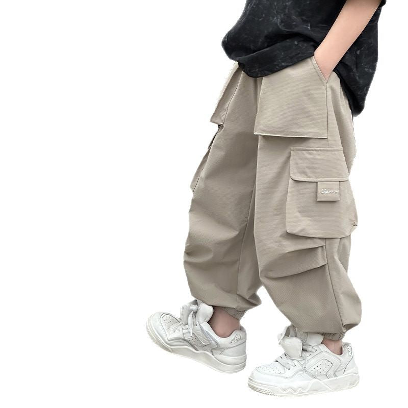 Summer Lightweight Quick-Drying Sports Cargo Pants for Kids