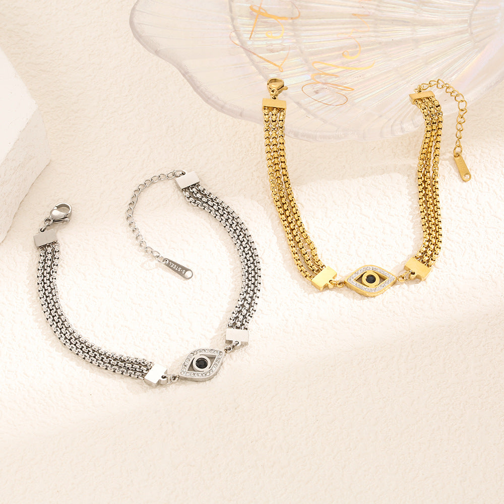 18K gold-plated zircon evil eye bracelet stainless steel jewelry