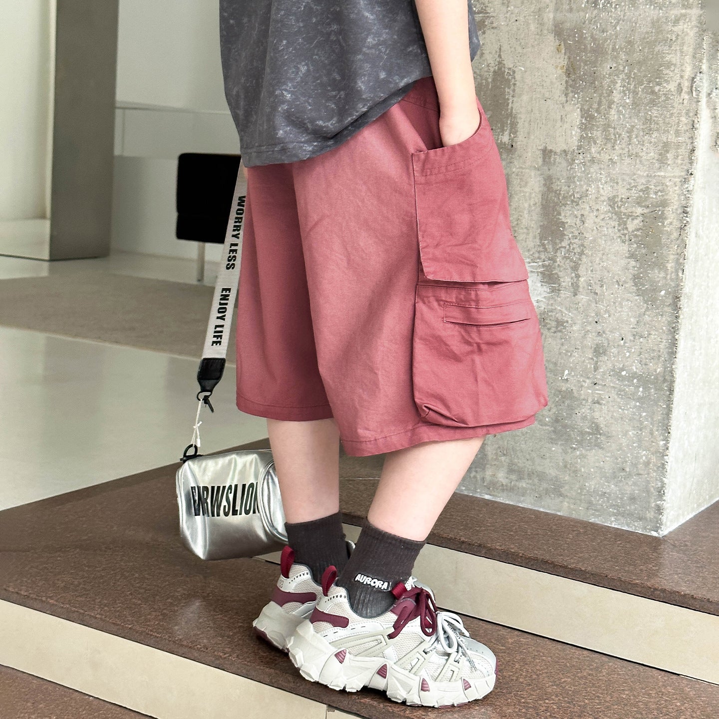 Boys Cotton Washed Vintage 5 Inch Cargo Shorts