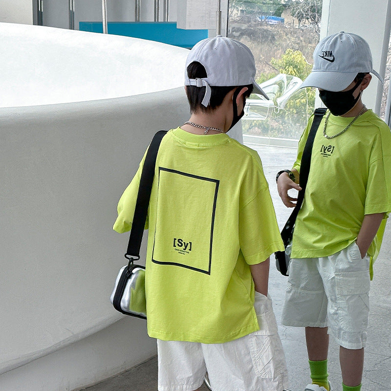Boys Pure Cotton Short Sleeve T-Shirt, Kids Casual Summer Top