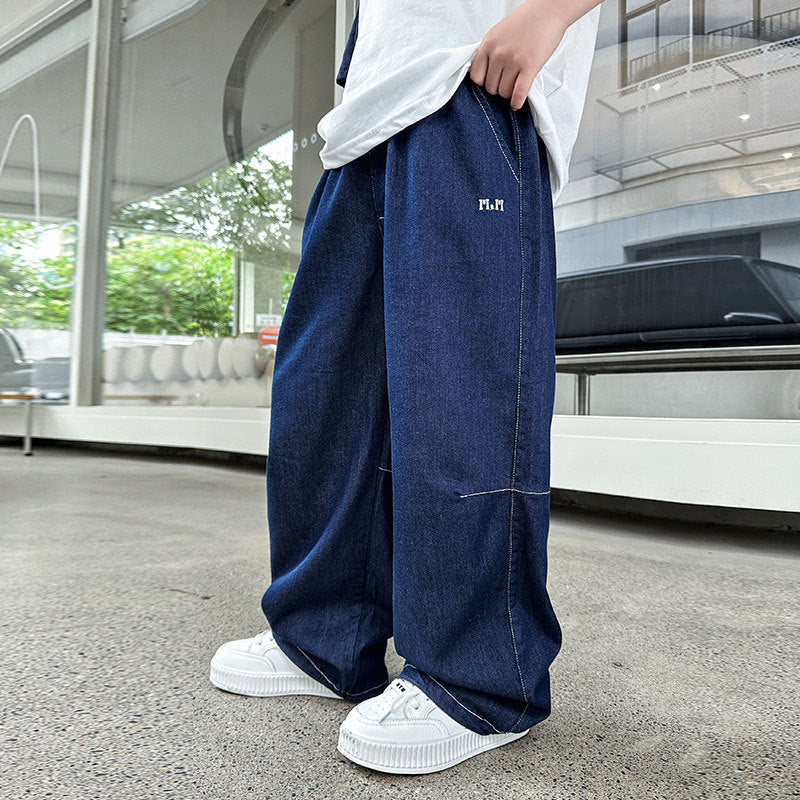 Kids Soft Tencel Denim Pants Elastic Anti Bug Boys Summer Trousers