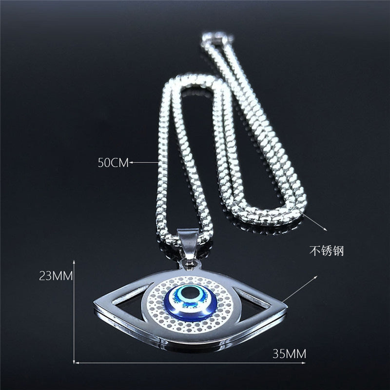 Evil Blue Eye Necklace Stainless Steel Turkish Eye